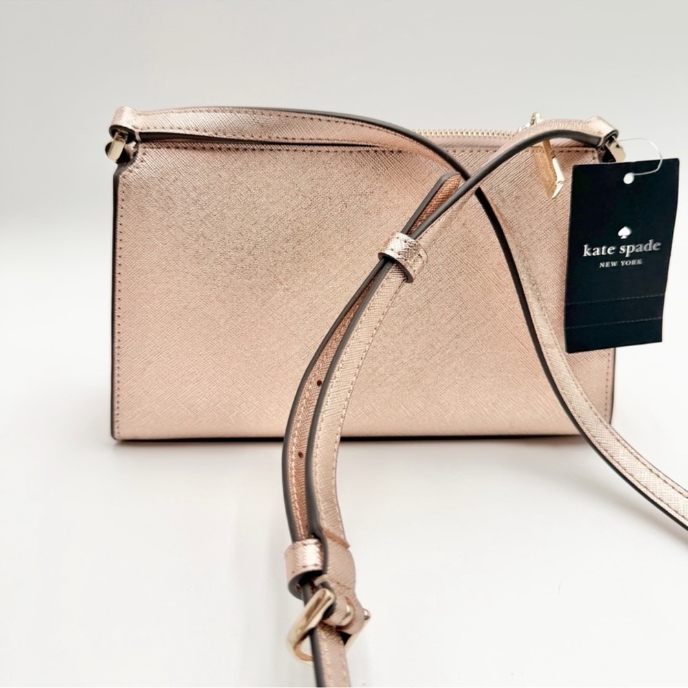 Kate Spade Kenzie Limited Edition Metallic Saffiano Rose Gold Crossbody Bag NWT - Picture 4 of 7